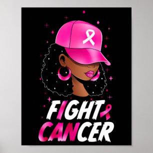 Póster Conciencia del Cáncer Mujeres Negras Guerrera Rosa
