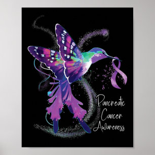 Póster Conciencia del cáncer pancreático Hummingbird Purp