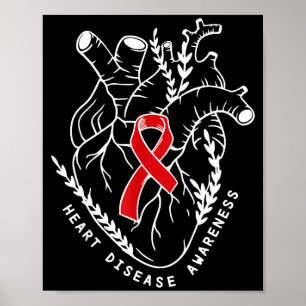 Póster Conciencia del lazo del corazón de la anatomía Enf