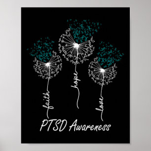 Póster Conciencia Del Ptsd Fe Esperanza Amar A Dandelion