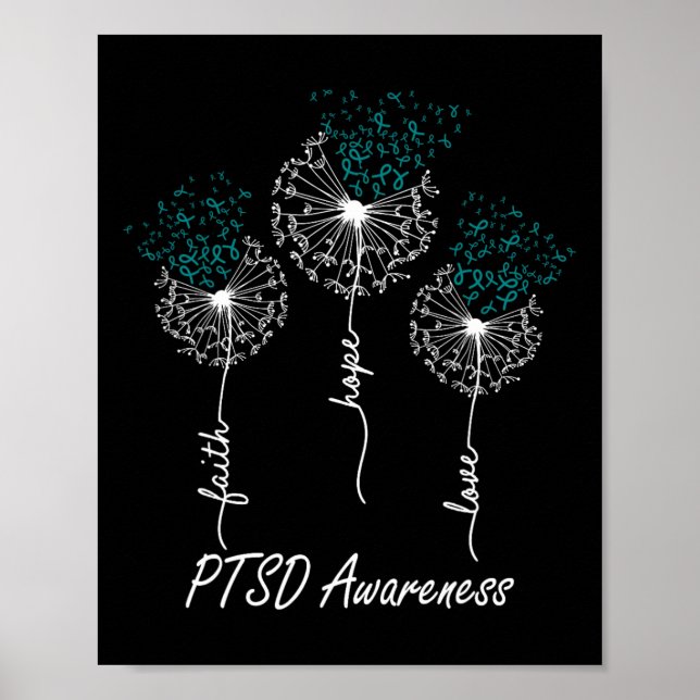 Póster Conciencia Del Ptsd Fe Esperanza Amar A Dandelion (Frente)