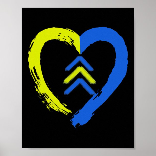 Póster Conciencia del síndrome de Down con corazón de 3 f (Frente)