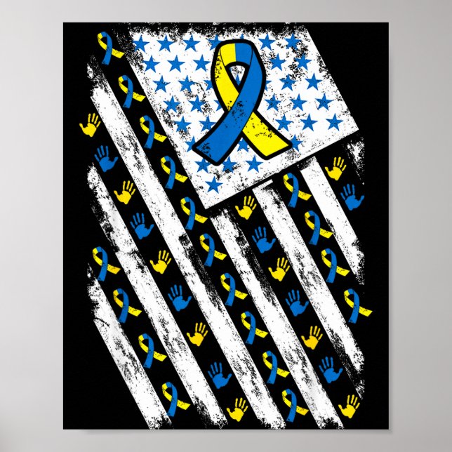 Póster Conciencia del Síndrome de Down Usa Bandera Americ (Frente)