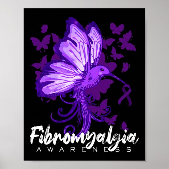 Póster Conciencia Hummingbird Holding Purple Ribbon (Frente)