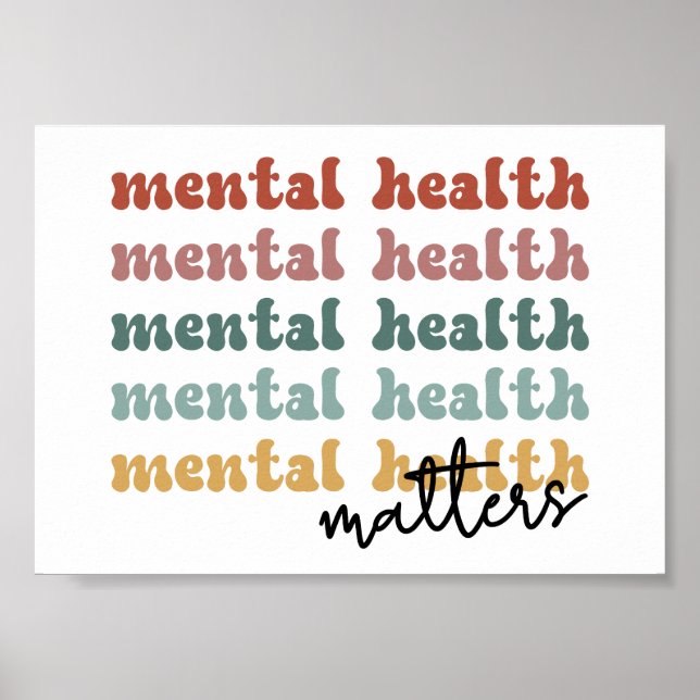Póster Conciencia retro sobre la salud mental (Frente)