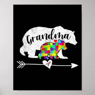 Póster Conciencia sobre autismo Abuela con soporte para A