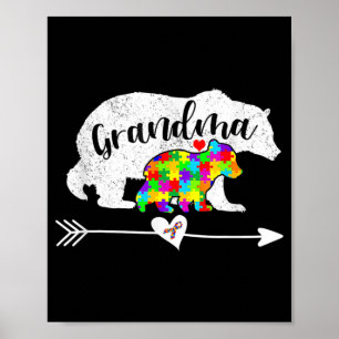 Póster Conciencia sobre autismo Abuela con soporte para A