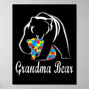 Póster Conciencia sobre autismo Abuela con soporte para A