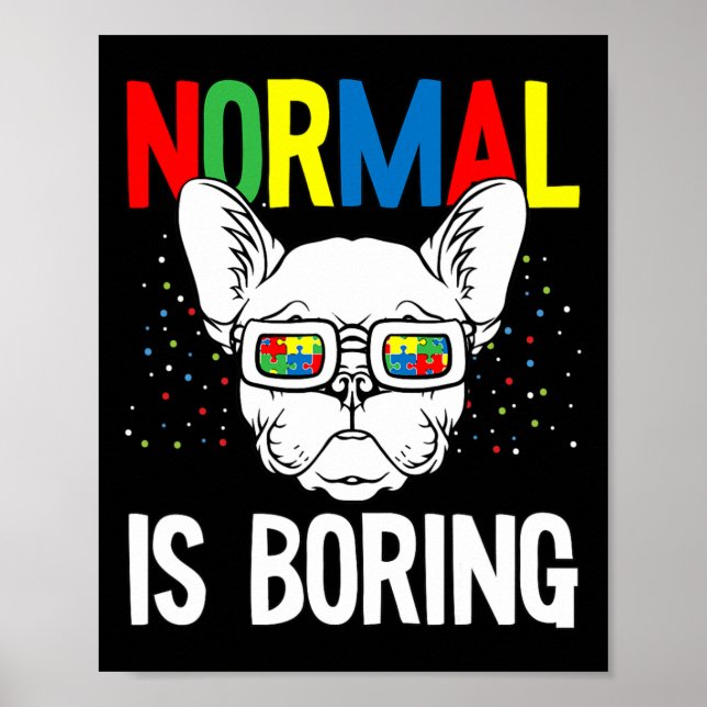 Póster Conciencia sobre autismo aburrido Perro Bulldog fr (Frente)