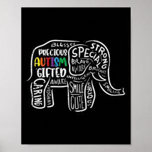 Póster Conciencia sobre autismo Aceptación de elefantes H