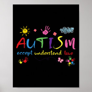 Póster Conciencia sobre autismo aceptar amor Entender a l
