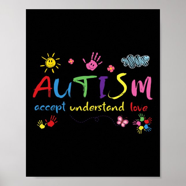 Póster Conciencia sobre autismo aceptar amor Entender a l (Frente)