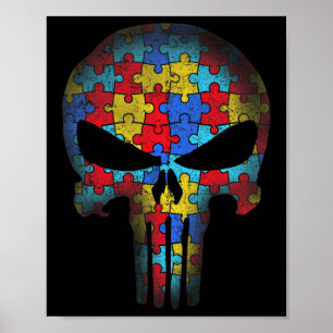Póster Conciencia sobre autismo de cráneo Tee Mom Dad Aut