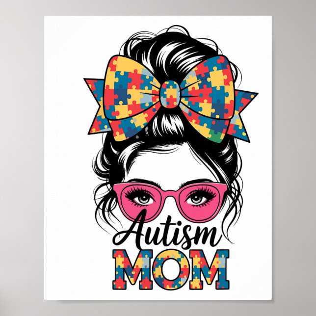 Póster Conciencia sobre el autismo 2025 Mamá Coquette Bow (Frente)
