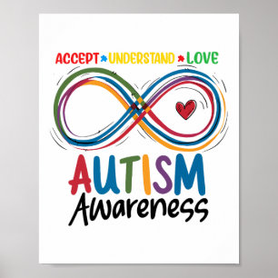 Póster Conciencia sobre el autismo aceptar entender el au