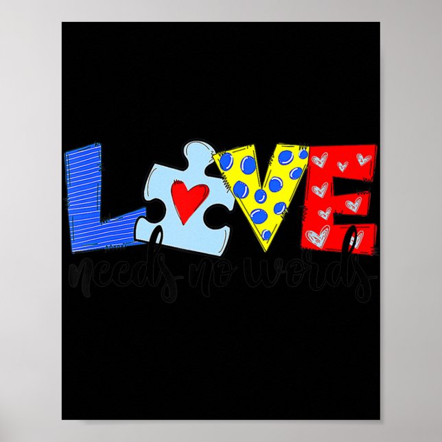 Póster Conciencia sobre el autismo El amor de los profeso (Frente)