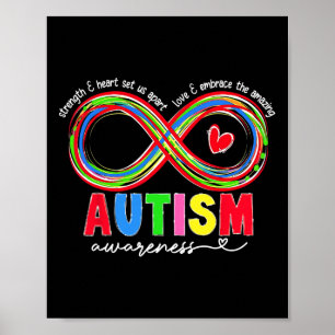 Póster Conciencia sobre el autismo Fuerza y corazón nos d