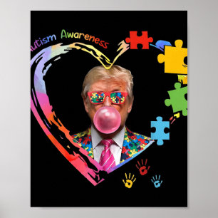 Póster Conciencia sobre el autismo Funny Trump apoya a Es
