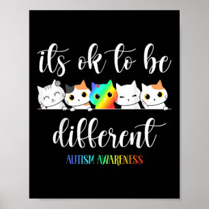 Póster Conciencia Sobre El Autismo, Gato, Está Bien Ser D