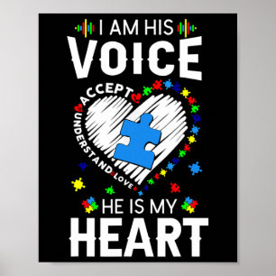 Póster Conciencia sobre el autismo Mamá Soy su voz Él es 