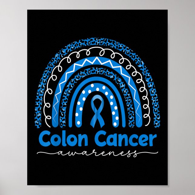 Póster Conciencia sobre el cáncer de colon azul del arcoi (Frente)