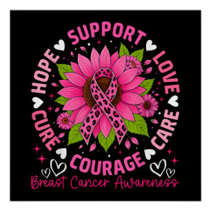 Póster Conciencia sobre el Cáncer de Mama Lazo Rosa Giras