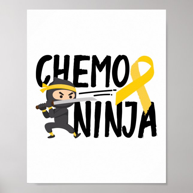 Póster Conciencia sobre el cáncer infantil Chemo Ninja (Frente)