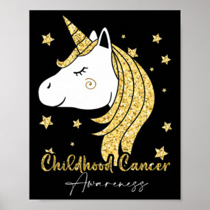 Póster Conciencia sobre el cáncer infantil Unicorn Ribbon