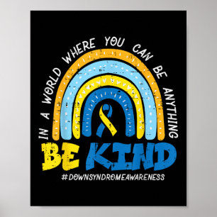 Póster Conciencia sobre el síndrome de Down Be Kind Rainb