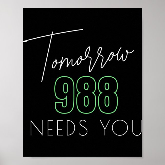 Póster Conciencia sobre el suicidio 988 - Prevención del  (Frente)