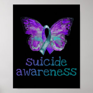 Póster Conciencia sobre el suicidio Semicolon de mariposa