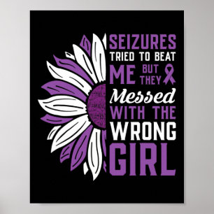 Póster Conciencia sobre epilepsia lazo morado Crisis