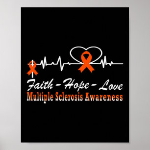 Póster Conciencia sobre esclerosis Sra Faith Hope Heartbe