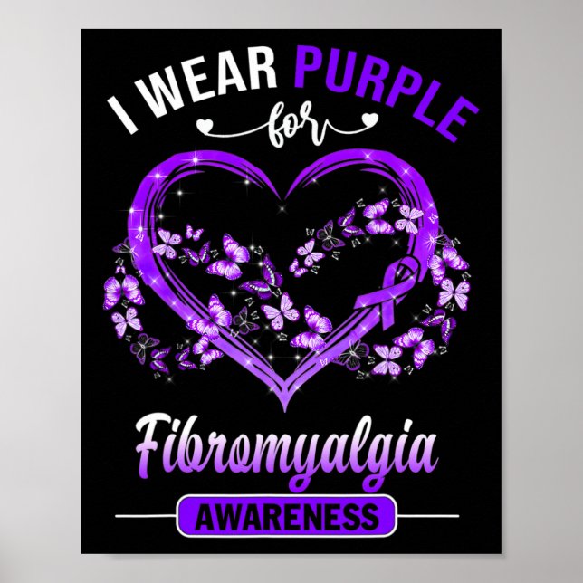 Póster Conciencia sobre Fibromialgia Uso Hea Mariposa Púr (Frente)