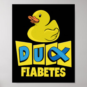 Póster Conciencia sobre la diabetes en un pato divertido