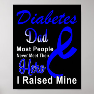 Póster Conciencia sobre la diabetes papá Cinta azul tipo 