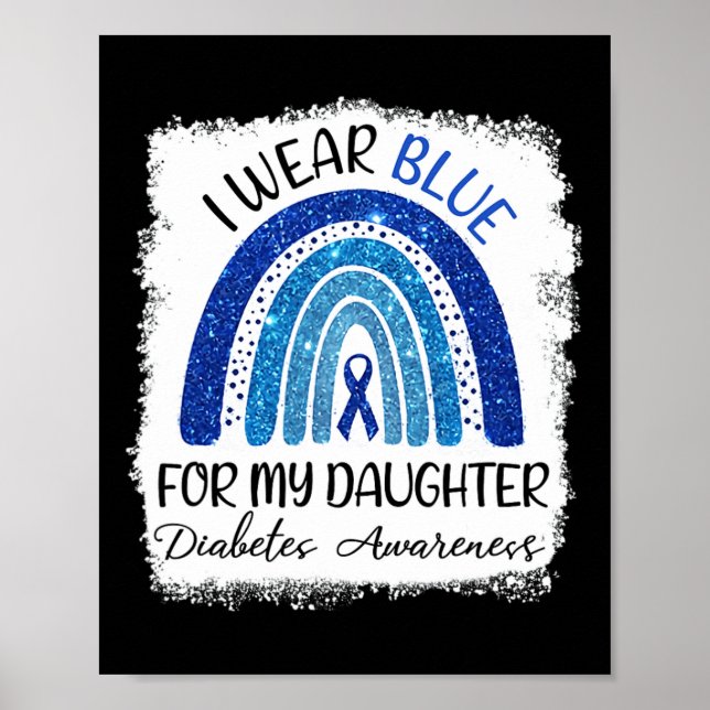 Póster Conciencia sobre la diabetes que llevo azul para m (Frente)