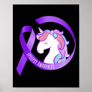 Póster Conciencia sobre la epilepsia divertida Unicorn Ri