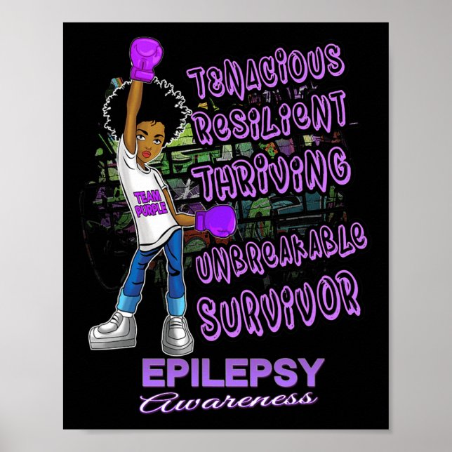 Póster Conciencia sobre la epilepsia Melanin Mujeres negr (Frente)