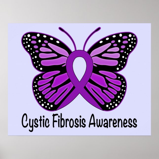 Póster Conciencia sobre la fibrosis quística con mariposa (Frente)