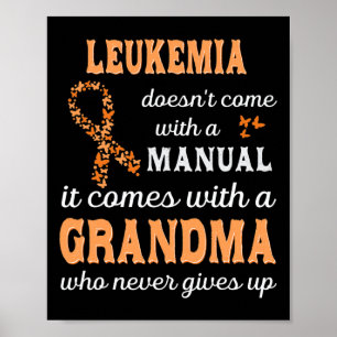 Póster Conciencia sobre la leucemia Abuela Apoyo Leukemia