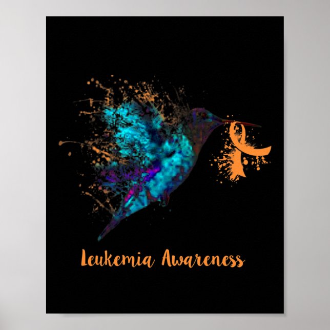 Póster Conciencia sobre la leucemia Hummingbird Naranja R (Frente)