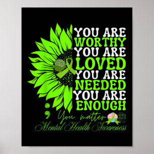 Póster Conciencia sobre la salud mental Sunflower Groovy 
