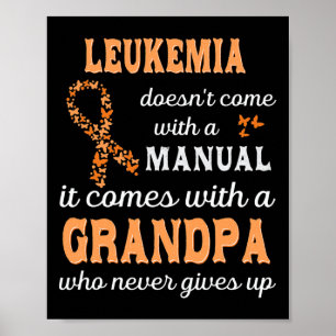 Póster Conciencia sobre leucemia Abuelo Apoyo Leukemia Wa
