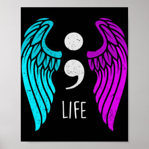 Póster Conciencia suicida - Ángel de vida semicolon