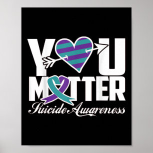 Póster Conciencia suicida Cinta morada y Verde azulada