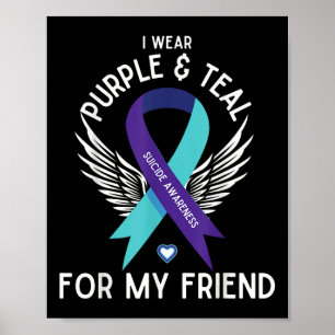 Póster Conciencia Suicida Que Uso Verde azulado Y Morado 