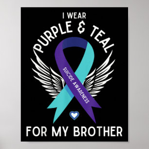 Póster Conciencia Suicida Que Uso Verde azulado Y Morado