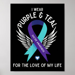 Póster Conciencia Suicida Que Uso Verde azulado Y Morado
