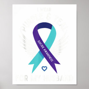 Póster Conciencia Suicida Que Uso Verde azulado Y Morado 